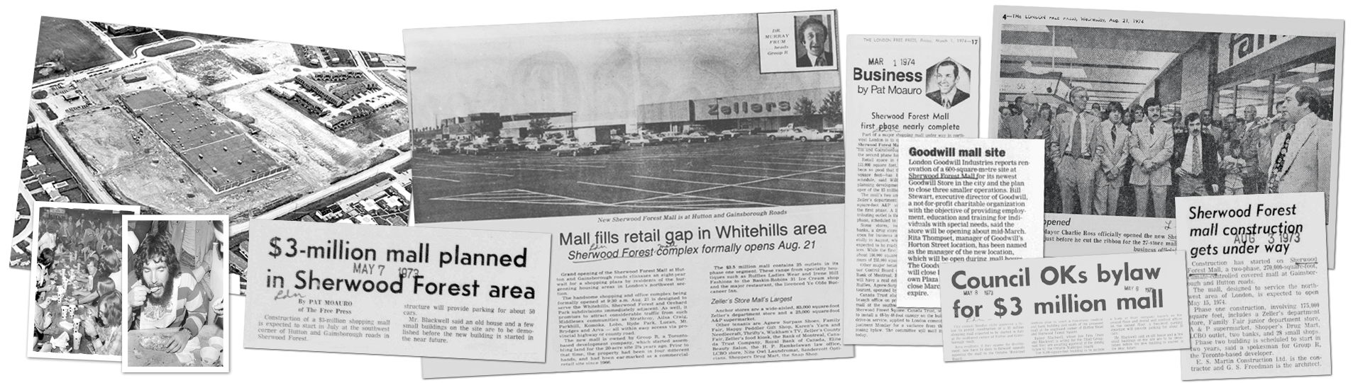 Sherwood Forest Mall Newspaper Clippings Banner